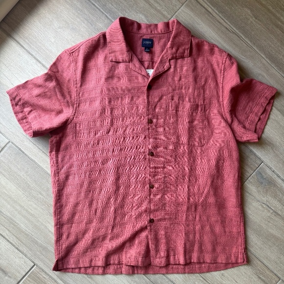 J. Crew Men's Linen Blend Short Sleeve Button Down - Picture 1 of 6